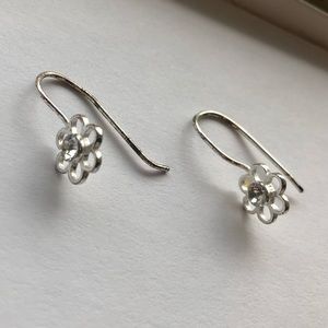 Silver flower and gem earrings